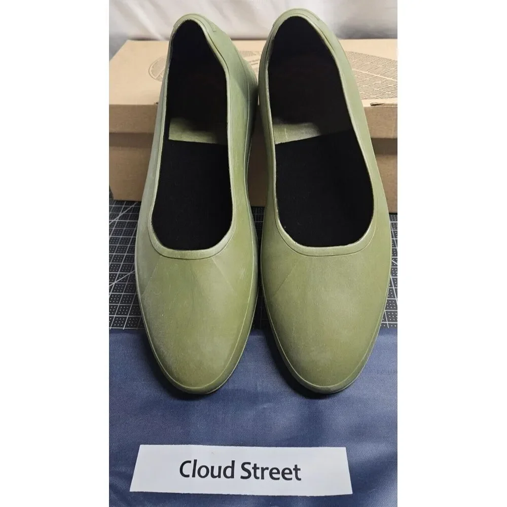 Cloud Street Men Stylish Waterproof Lined Rubber Galosh/Overshoe Olive Sz M wide